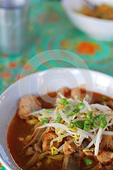 Thai style vegetarian tom yam noodles