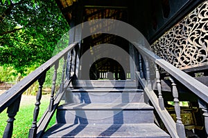 Thai Style Wooden Stair of Lanna Traditional House