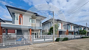 Thai Suburban area with modern family houses, newly build moder