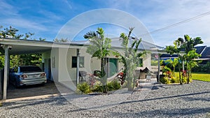 Thai Suburban areas with modern family houses, newly built modern family homes in Thailand