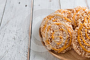 Thai sweet crispy rice cracker with cane sugar