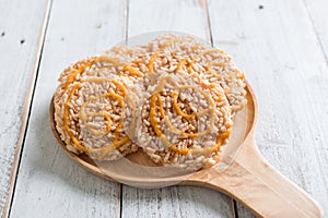 Thai sweet crispy rice cracker with cane sugar