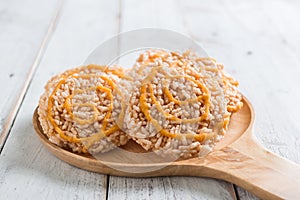 Thai sweet crispy rice cracker with cane sugar