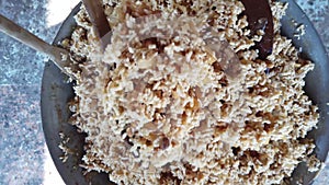 Thai sweet made of rice, nut, sesame-seeds and sugar, Thai sweet cereal bar (Krayasart, snack)