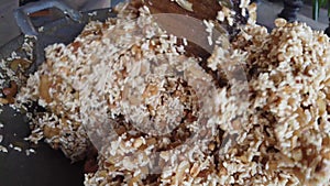 Thai sweet made of rice, nut, sesame-seeds and sugar, Thai sweet cereal bar (Krayasart, snack)