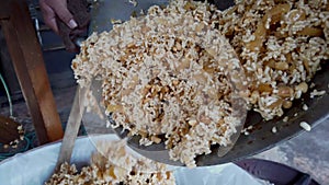 Thai sweet made of rice, nut, sesame-seeds and sugar, Thai sweet cereal bar (Krayasart, snack)