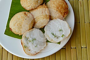 Thai sweetmeat coconut hotcake on dish