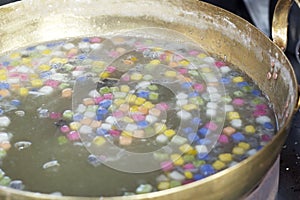 Thai sweetmeat with colorful ball flour (Bua Loi)