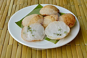 Thai sweetmeat grilled coconut cream hotcake called Kanom Krok