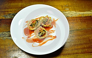 Thai sweetmeat grilled mussel coconut cream hotcake called Kanom Krok