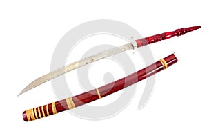 Thai swords isolated on  white background. Thai swords isolated. Thai swords with scabbard isolated