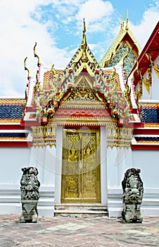 Thai temple door sculpture