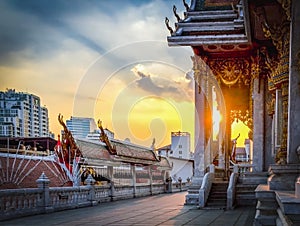 Thai temple, evening sky SunsetThai temple