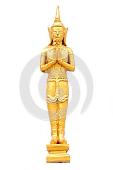 Thai Temple God in Gold isolated