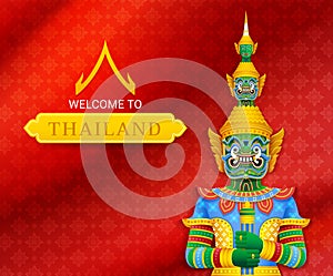 Thai temple guardian giant vector illustrations