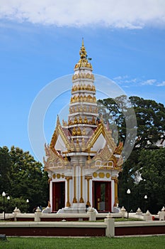 Thai temple landscape, Phra Buddha Chinnarat temple, popular tourist attraction of Phitsanulok province