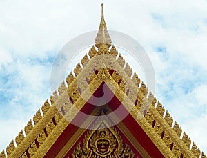 Thai Temple Roof Front side with Thailand painting, Golden art,