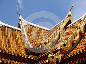 Thai temple roof tiles bangkok thailand