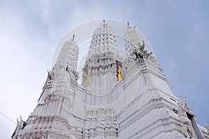 Thai temples and beautiful white pagoda are beautiful stucco designs