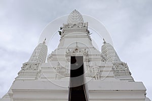 Thai temples and beautiful white pagoda are beautiful stucco designs