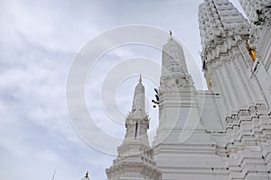 Thai temples and beautiful white pagoda are beautiful stucco designs