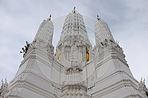 Thai temples and beautiful white pagoda are beautiful stucco designs