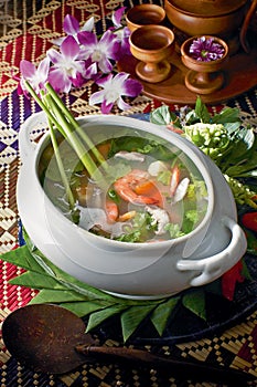 Thai Tom Yam soup  with seafood