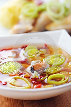 Thai Tom Yum soup with seafood
