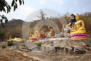 Thai top temple, he has many large golden Buddha images. Natural background