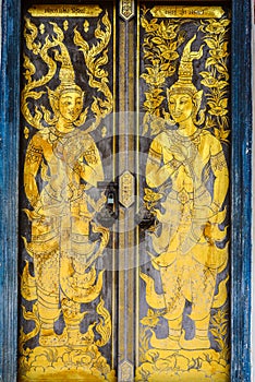 Thai Tradition Buddhist Church Door