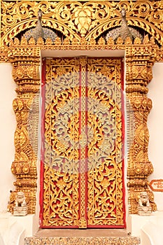 Thai tradition style Buddhist church door