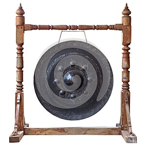 Thai traditional antique gong isolated on white background