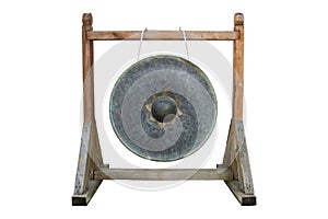 Thai traditional antique gong isolated on white background