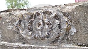 Thai traditional design in Old stucco on temple boundary