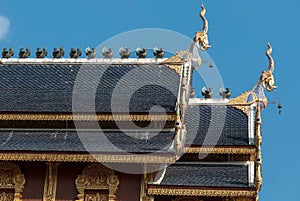 Thai traditional design top-tiered of temple.