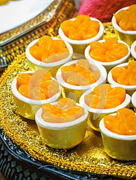 Thai Dessert, Tong yip or Flower egg yolk tart photo