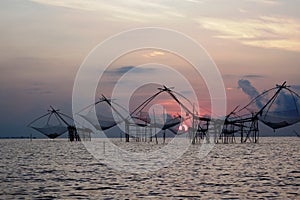 Thai traditional fishing trap, Phatthalung, Thailand