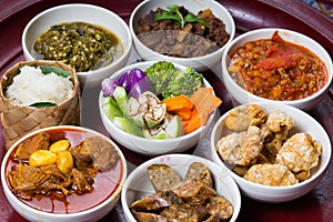 Thai traditional food dinner set called `Kantoke Dinner`