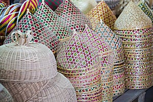 Thai traditional weaving bamboo mesh food cover