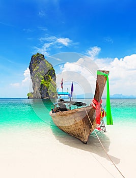 Thai traditional wooden longtail boat