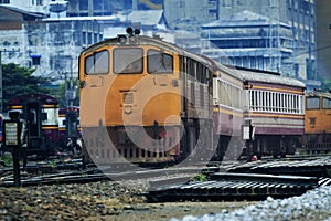 Thai trains in bangkok railway station