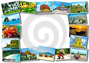 Thai travel tourism concept design - collage of Thailand images