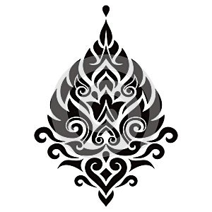 Thai vector traditional design element, ethnic decorative background from Thailand - folk art style in black and white
