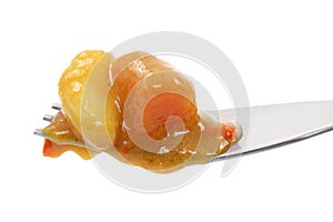 Thai vegetables on fork