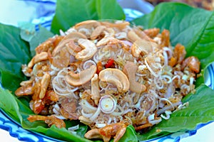 Thai wing Bean Shrimp Salad with boiled and cashew nut