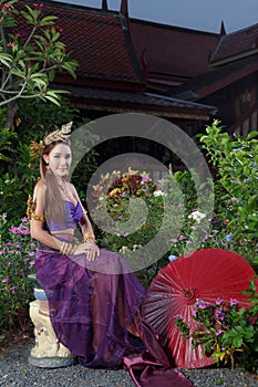 Thai Woman In Traditional Costume