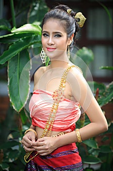 Thai Woman In Traditional Costume