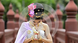 Thai Woman In Traditional Costume Of Thailand