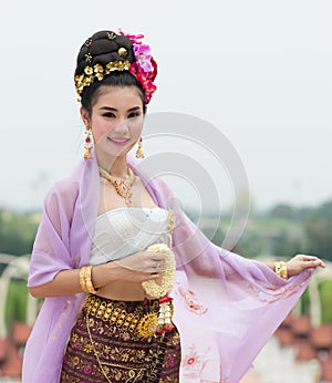 Thai Woman In Traditional Costume Of Thailand