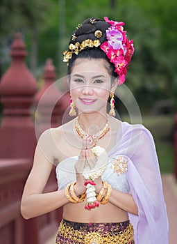 Thai Woman In Traditional Costume Of Thailand